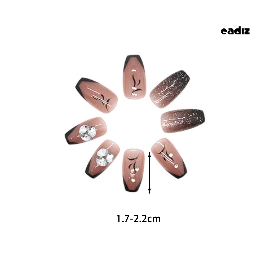 Bộ 24 Móng Tay Giả Ngắn Màu Đen Thanh Lịch Dễ Tháo Rời Không Harm DIY