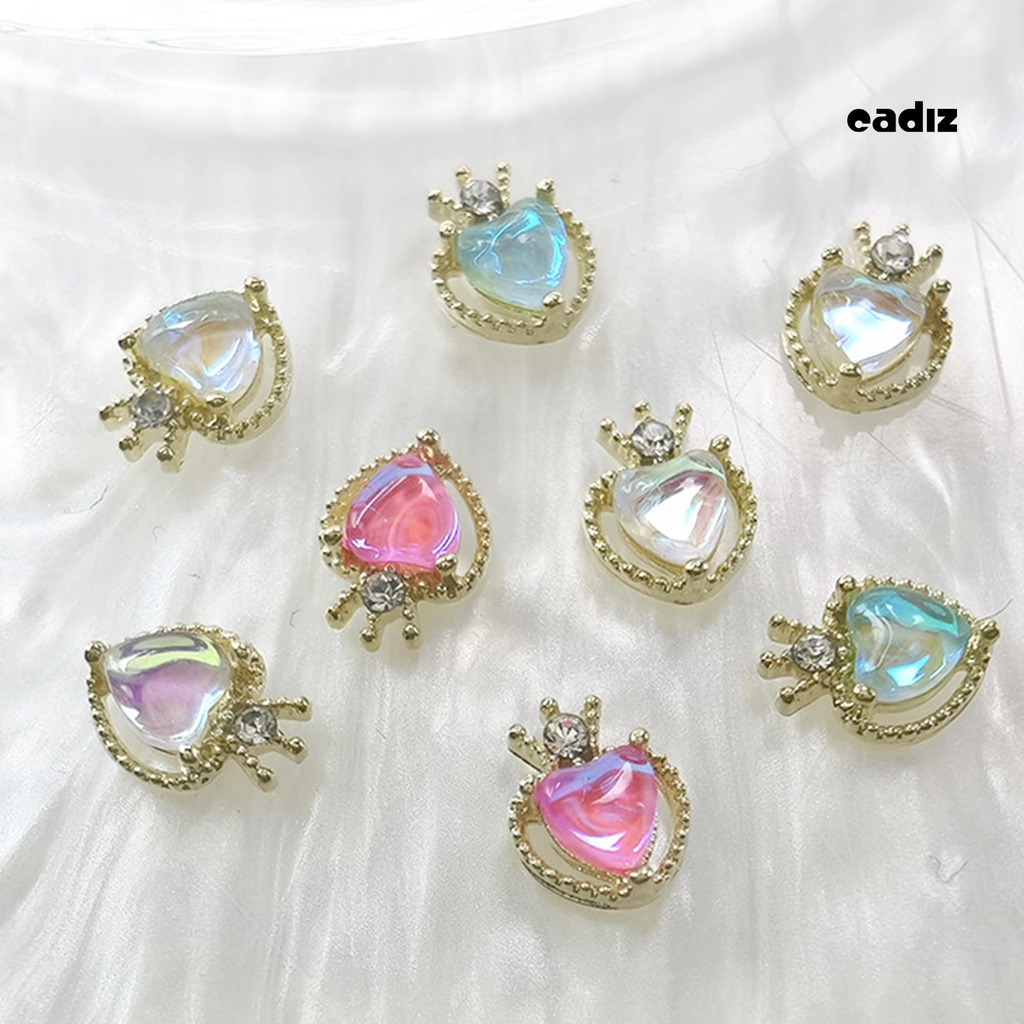 Bộ 2 Đá Mocha Trái Tim Rỗng 3D Lấp Lánh Trang Trí Móng Tay Nghệ Thuật DIY