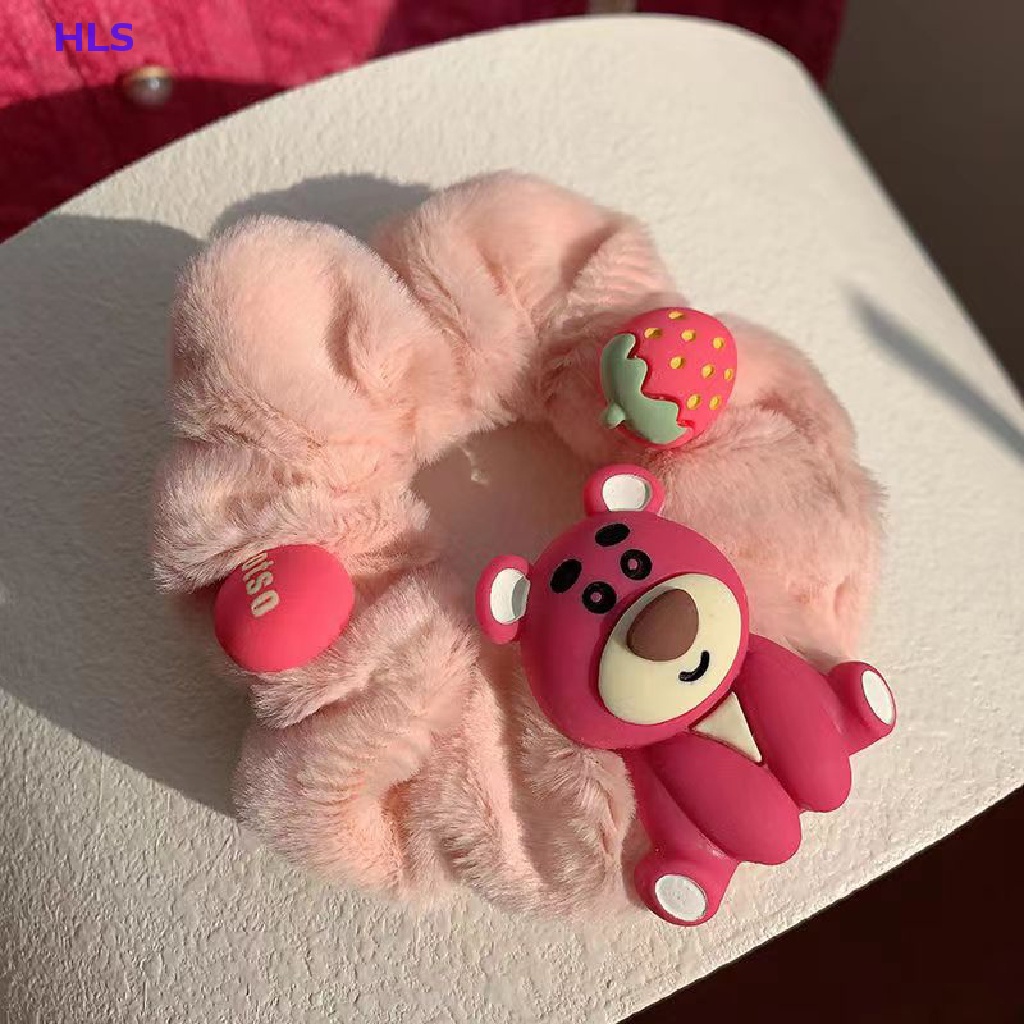 Kẹp Tóc Lông Xù Hình Gấu / Quả Dâu Tây Dễ Thương Dành Cho Nữ