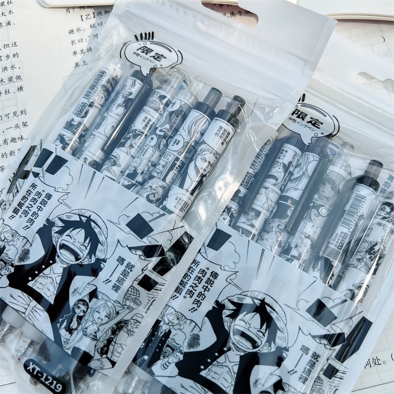 Set 6 Bút Mực Gel Ngòi 0.5mm Họa Tiết Hoạt Hình One Piece