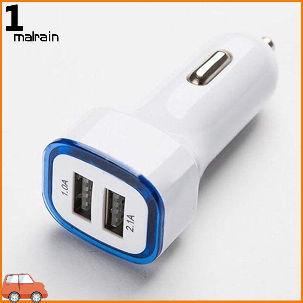 Tẩu Sạc Hai Cổng USB 2.1A Tích Hợp Đèn LED Cho iPhone iPad Samsung Galaxy
