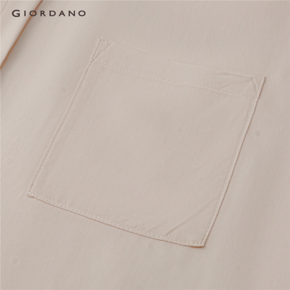 GIORDANO WOMEN Single pocket short sleeve tencel shirt 05343471