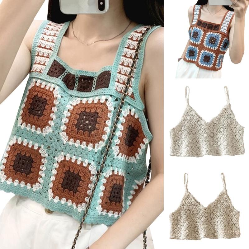 Áo Không Tay Cổ Thuyền Họa Tiết Caro Màu Sắc Trơn Phong Cách Vintage Cho Nữ