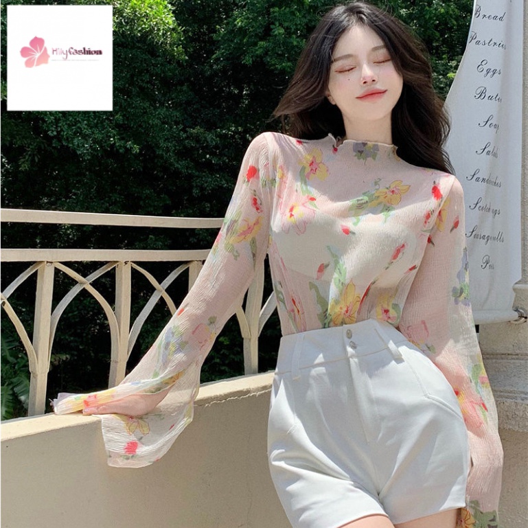 Áo Sơ Mi Chiffon Cổ Rùa Dài Tay Thiết Kế Mỏng Kiểu Dáng Mới Thời Trang Dành Cho Nữ
