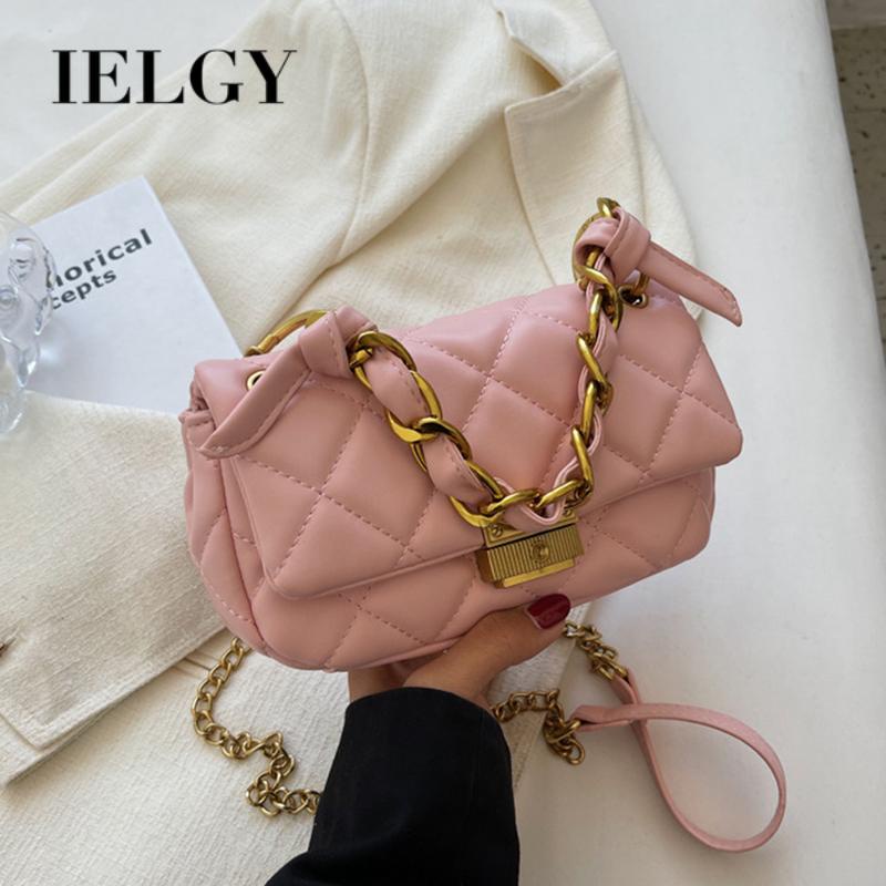 Túi Xách Đeo Vai Màu Trơn Thêu Họa Tiết Hình Thoi Thời Trang Hàn Quốc Cho Nữ