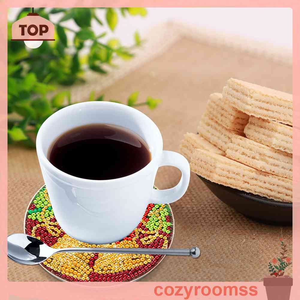 Set 6 Miếng Lót Ly Bằng Gỗ Acrylic 5D DIY Họa Tiết Giáng Sinh Trang Trí Phòng