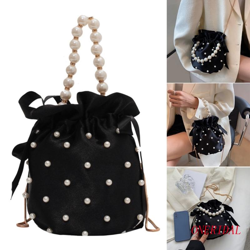 Túi Xách Đeo Chéo Đính Ngọc Trai Giả Sang Trọng Cho Nữ