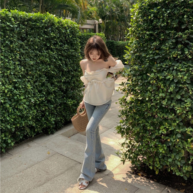 Áo Thun Ngắn Tay Dáng Rộng Trễ Vai Gợi Cảm Dành Cho Nữ