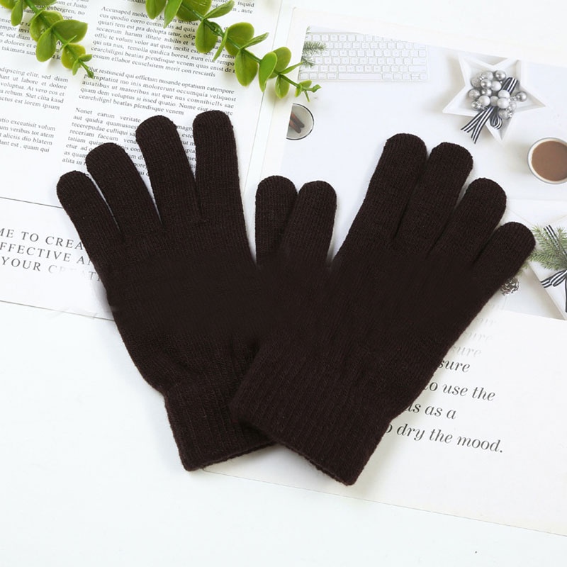 Găng Tay Năm Ngón Đan Len Cashmere Có Thể Chạm Màn Hình Cảm Ứng