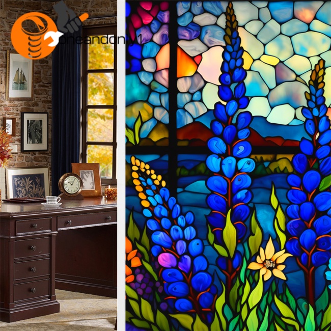 Miếng Dán Cửa Kính In Hoa Nhiều Màu Sắc Chống Tia Uv Không Để Lại Dấu Vết