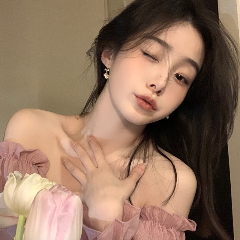 Bông Tai Hình Nơ Đính Đá Ngọc Trai Thời Trang Cao Cấp Cho Nữ