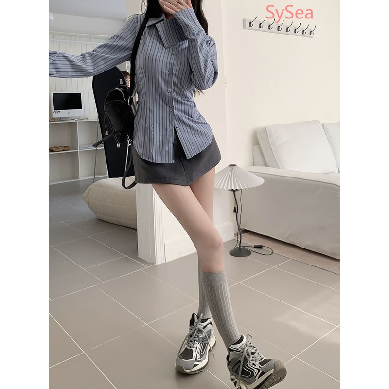 Áo Sơ Mi Tay Dài Kẻ Sọc Thời Trang Quyến Rũ Cho Nữ