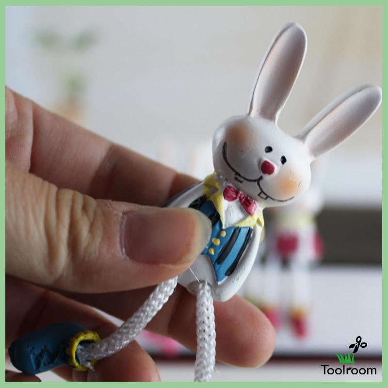 Set 4 Bức Tượng Thỏ Bằng Nhựa Resin Để Bàn Trang Trí