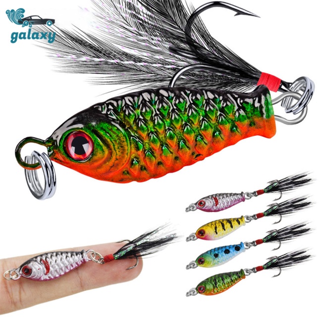 Bộ 4 Mồi Câu Cá Mini 3cm 6g 6g Kèm Móc Câu Hình Lông Vũ