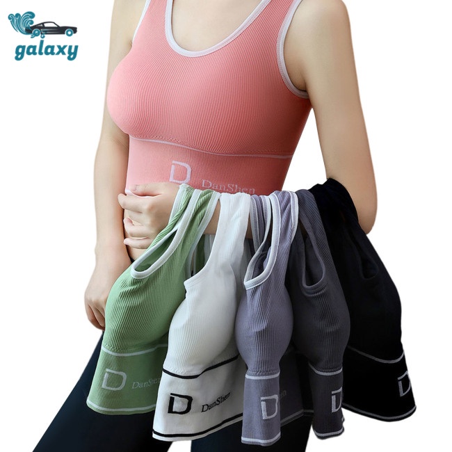 Galaxy Áo Ngực Thể Thao Hai Dây Không Viền Có Miếng Đệm Nâng Ngực Tháo Rời Được