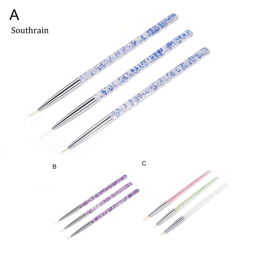 Set 3 Bút Vẽ Móng Nghệ Thuật Đa Năng Siêu Nhẹ Bằng Nhựa Màu Sắc Sống Động