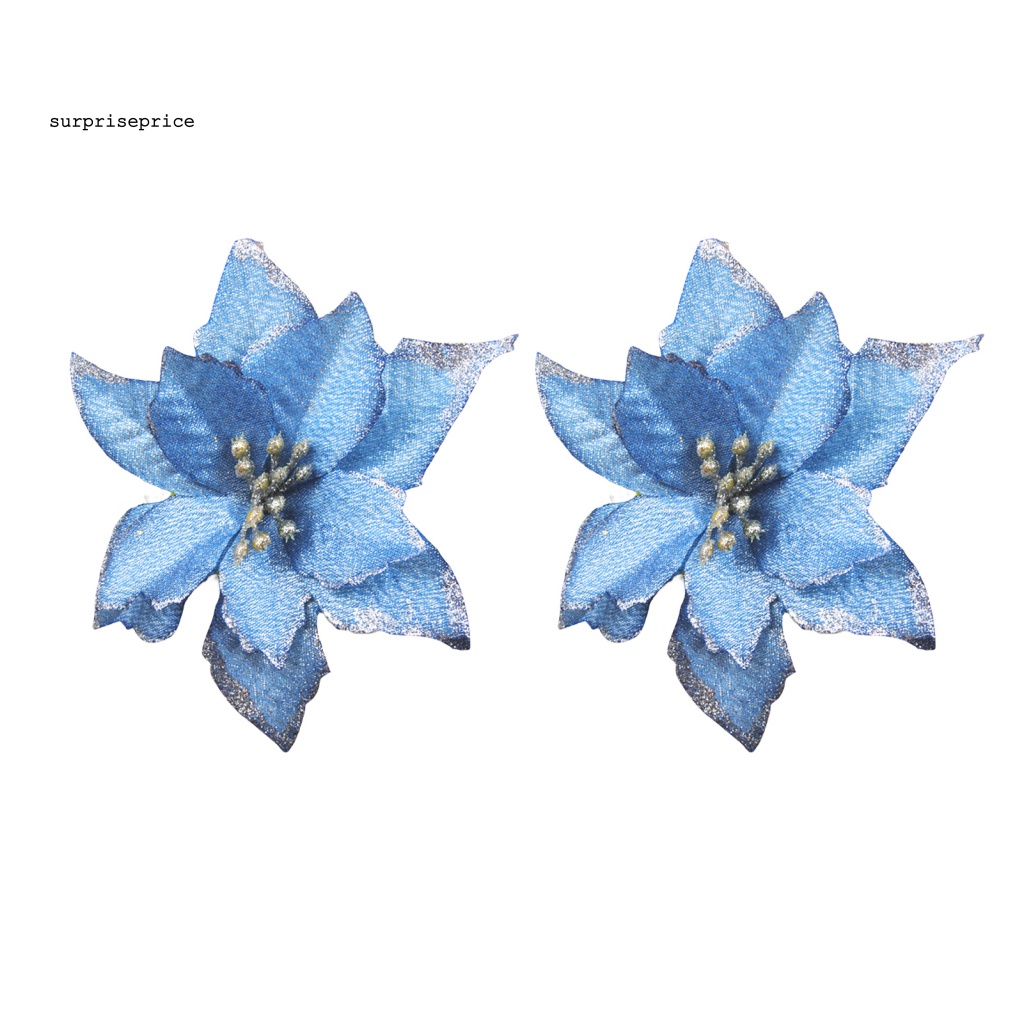 Bộ 2 Bông Hoa Nhựa Nhân Tạo Trang Trí Tiệc Cưới / Giáng Sinh