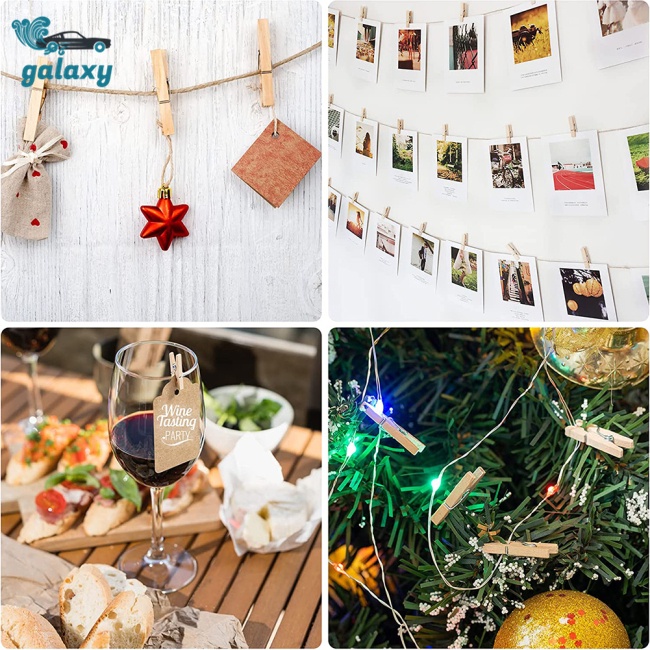 Galaxy Set 100 Kẹp Quần Áo Bằng Gỗ Tự Nhiên Đa Năng Có Thể Tái Sử Dụng 10m