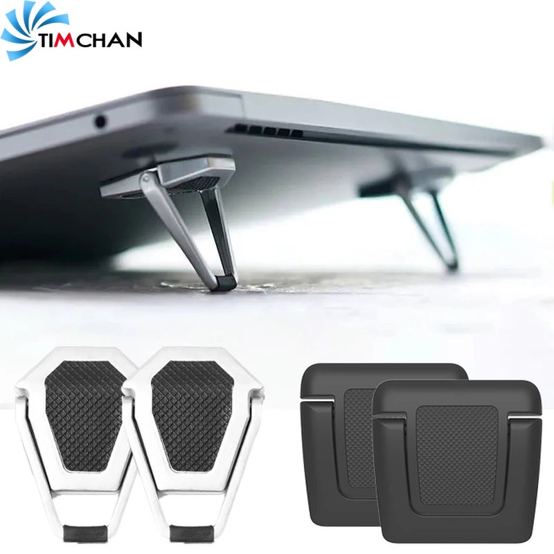 Set 1 / 2 / 4 Giá Đỡ Laptop / Máy Tính Bảng Hình Tam Giác Bằng Nhựa Kim Loại Tản Nhiệt Chống Trượt Có Thể Điều Chỉnh