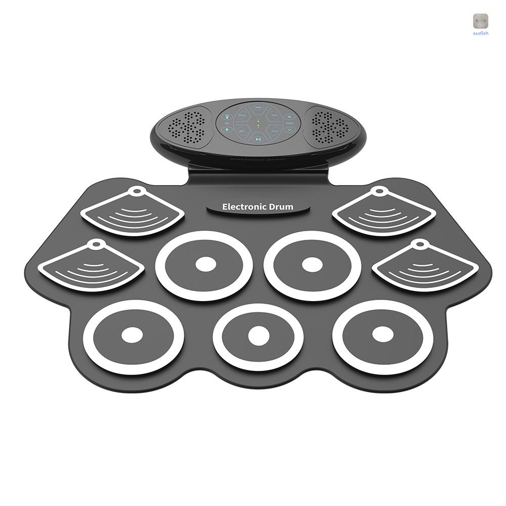 Bộ Trống Cuộn Điện Tử 9 Đệm Silicone Tích Hợp 2 Loa Đa Năng Có Thể Sạc Lại Hỗ Trợ Ghi Âm / Chức Năng Ghi Âm
