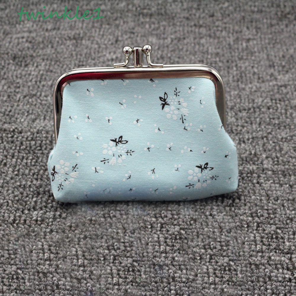 Ví Nhỏ Đựng Thẻ / Chìa Khóa Hai Lớp In Họa Tiết Hoa Lấp Lánh Thời Trang Cho Nữ