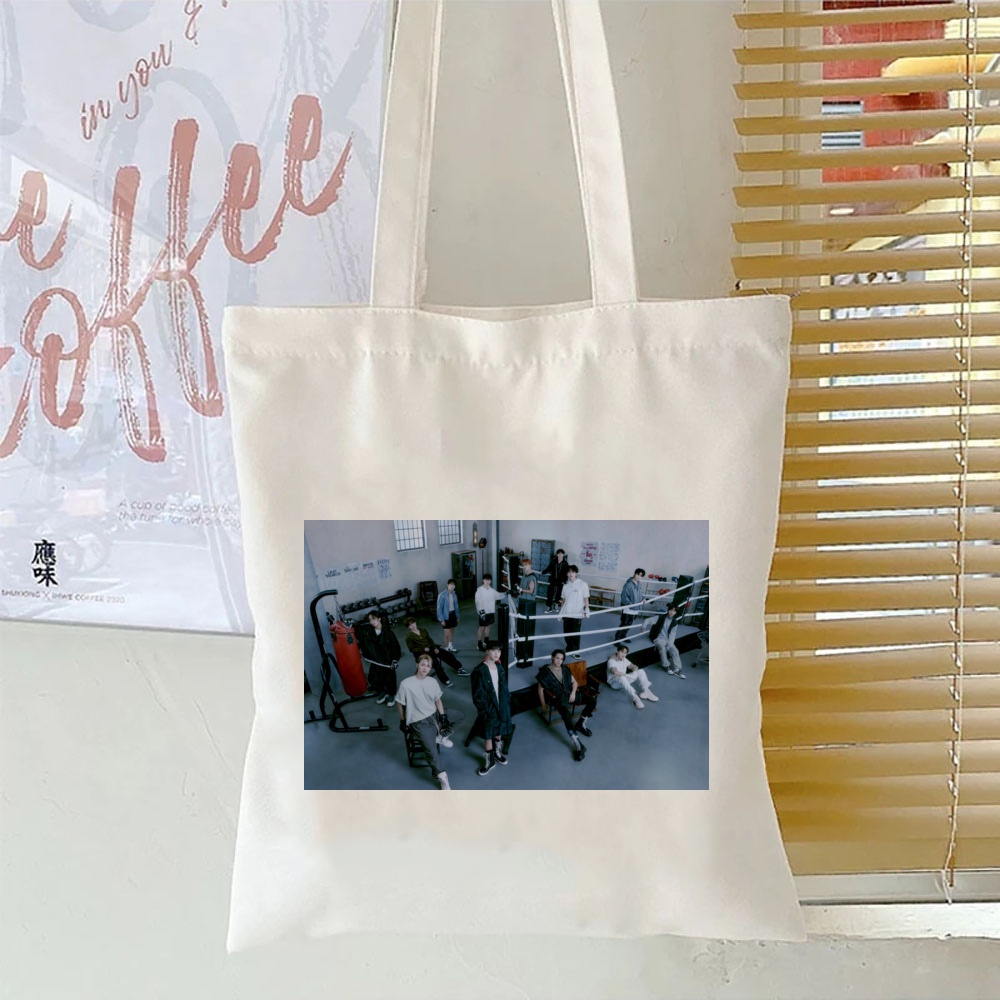 Seventeen Túi Vải canvas Đeo Vai Phong Cách Nhóm Nhạc Hàn Quốc