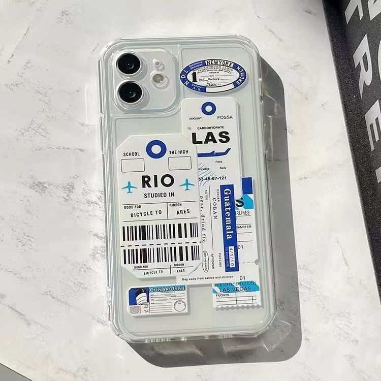 ✅Ốp Điện Thoại Mềm Trong Suốt Họa Tiết Vé Máy Bay Cho Iphone 14 / 8p / 7 XS1113 / Promax 12 XR 5TGX