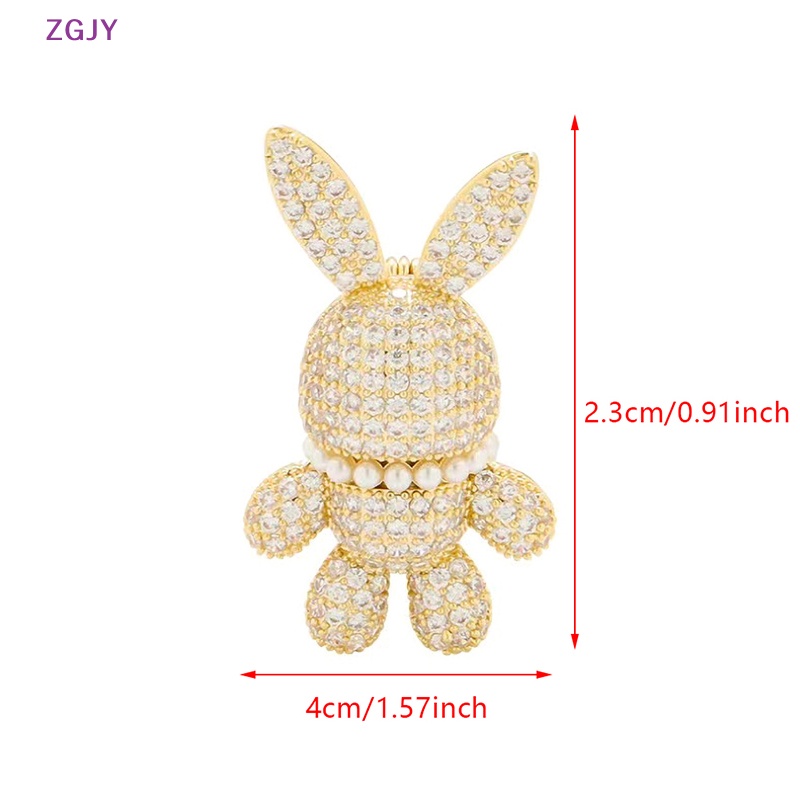 Ghim Cài Áo Hình Thỏ Đính Ngọc Trai Pha Lê Thời Trang Cho Nữ Mới