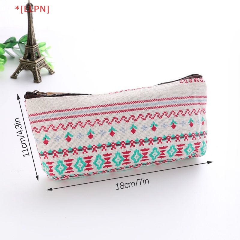 Túi Đựng Mỹ Phẩm / Đồ Trang Điểm Bằng Vải Canvas Có Khóa Kéo Tiện Dụng Cho Nữ