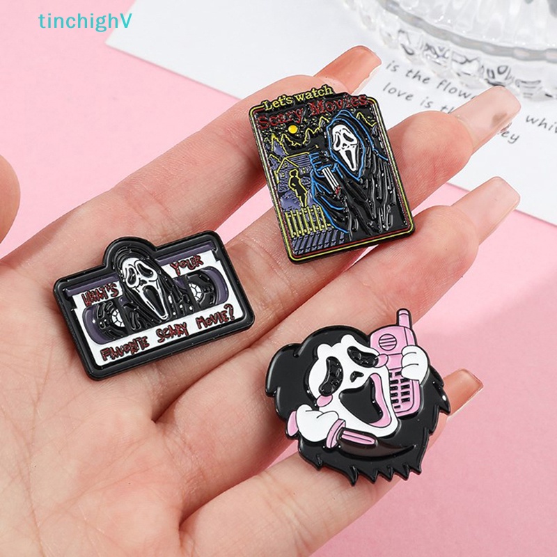 [TinchighV] Ghim Cài Áo Bằng Hợp Kim Tráng Men Hình Đầu Lâu Vô Diện Vui Nhộn Phong Cách Punk [Mới]