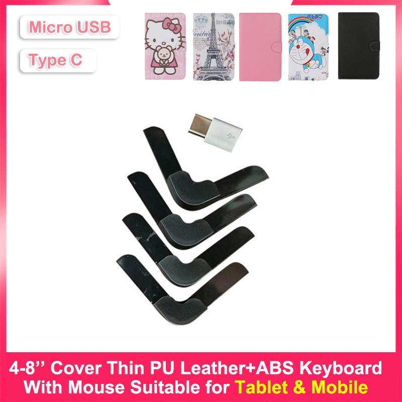 Bộ Bàn Phím + Chuột + Dây Da Di Động Cho Máy Tính Bảng 4.2-9inch Cho Realme Huawei Xiaomi Vivo Oppo Samsung Type-C / Micro-Usb