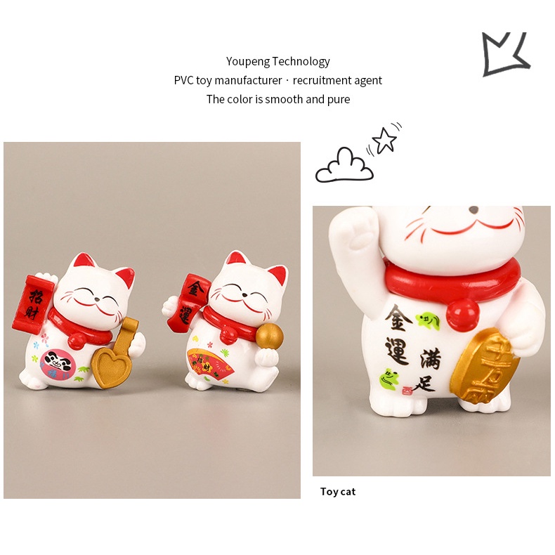 ​​​​Mô Hình Tiểu Cảnh "Mèo Thần Tài Maneki Neko Mini" Trang Trí Sen Đá, Sân Vườn/ Chậu Cây, DYI, Terrarium