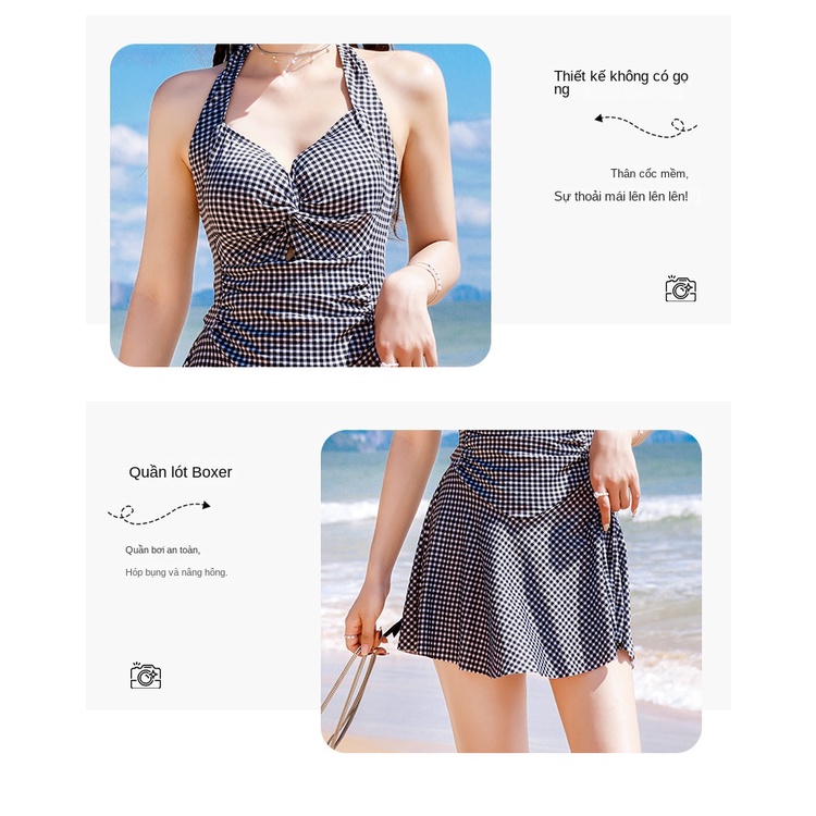 Đồ Bơi Một Mảnh Họa Tiết Sọc Caro Phong Cách Thời Trang Mới Cho Nữ