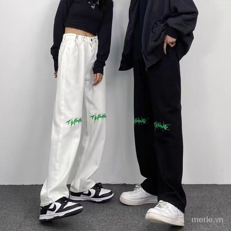 Quần Jean Ống Rộng Mỏng Phong Cách Hip Hop Mỹ Hàng Mới 2023 Dành Cho Nam Nữ