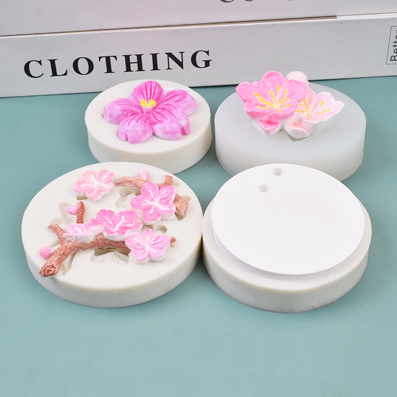 Khuôn Silicone Làm Mặt Trang Sức Hình Hoa Đào Có Lỗ