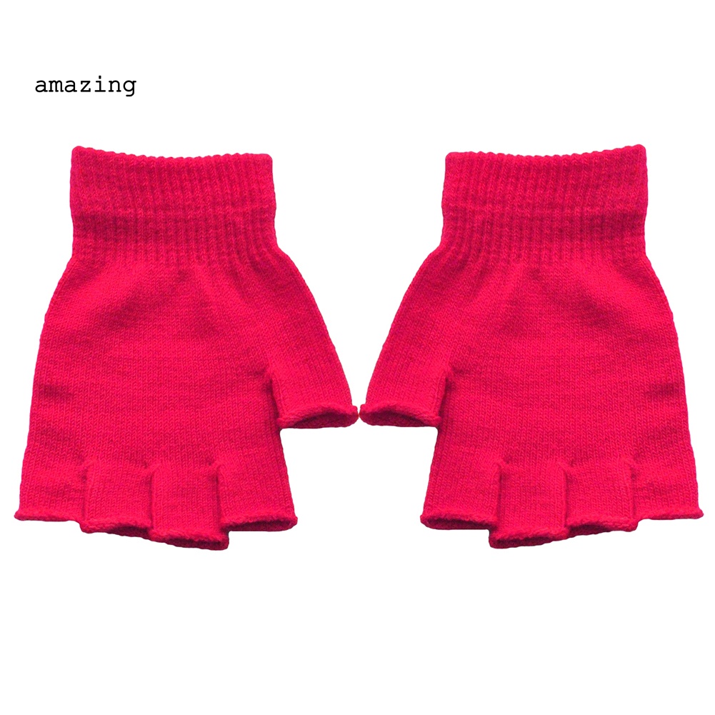 1 Cặp Găng Tay Len Hở Ngón Mềm Mại Co Giãn Thoáng Khí Giữ Ấm Mùa Đông Dành Cho Nam Nữ