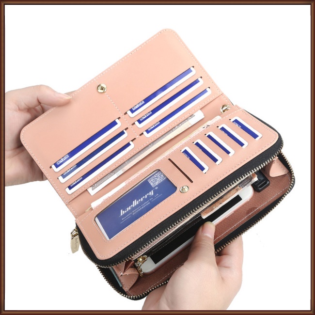 Ví Da Pu Cầm Tay Dáng Dài Màu Gradient Có Khóa Kéo Cho Nữ