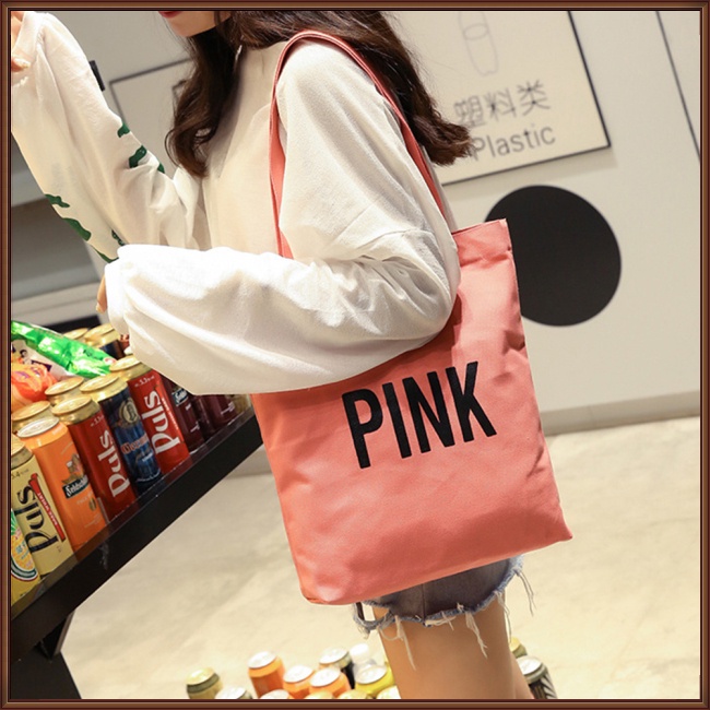 Túi Xách Canvas Đeo Vai In Chữ Thời Trang Cho Nữ