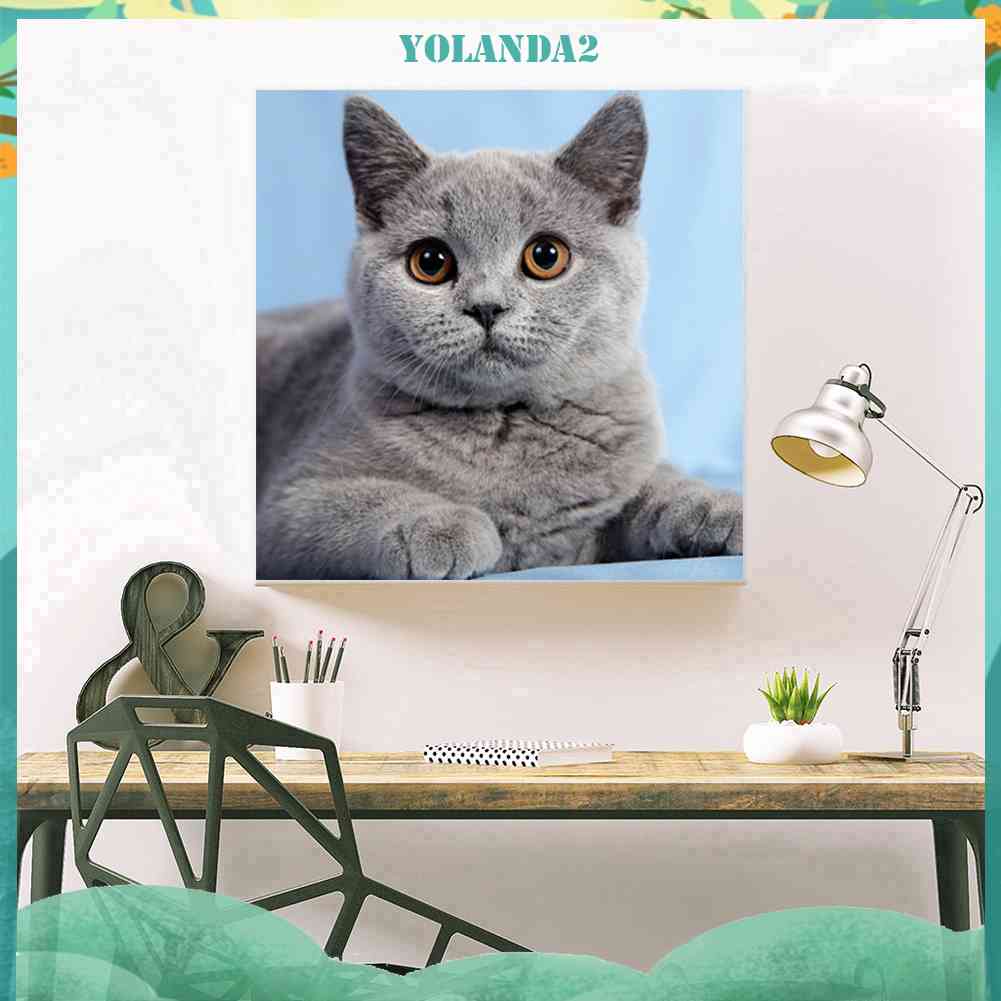 Tranh Đính Đá Kim Cương Toàn Bộ 5D DIY Hình Vẽ Mèo Trang Trí Nhà Cửa