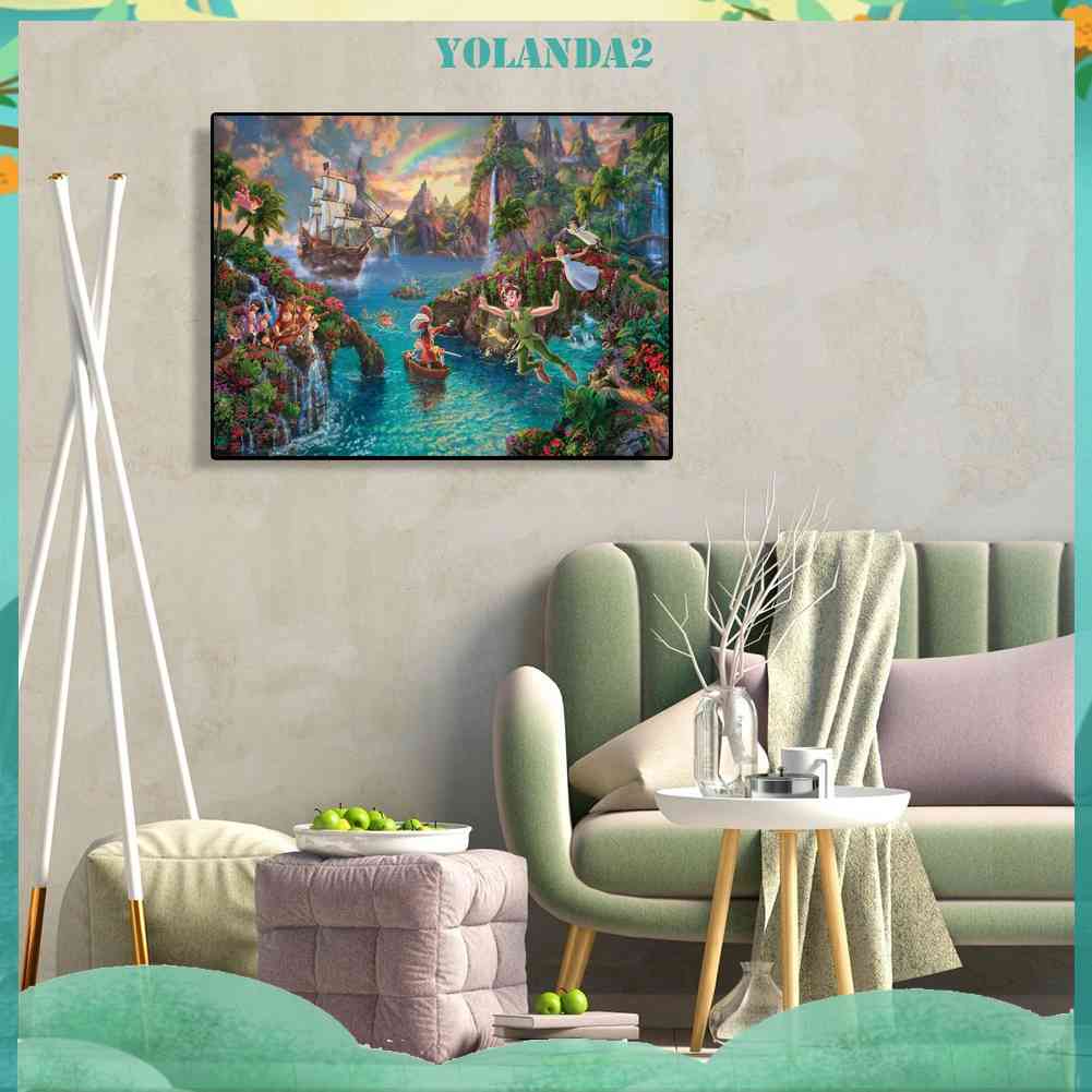 Bộ Tranh Đính Đá Họa Tiết Hòn Đảo Hoạt Hình Độc Đáo Trang Trí Nhà Cửa