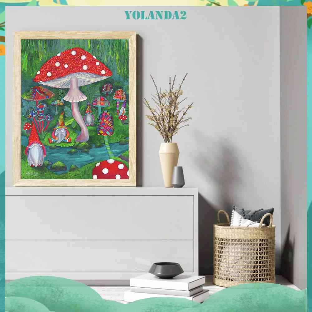 Tranh Đính Đá Kim Cương Toàn Bộ 5D DIY Hình Vẽ Nấm Goblin