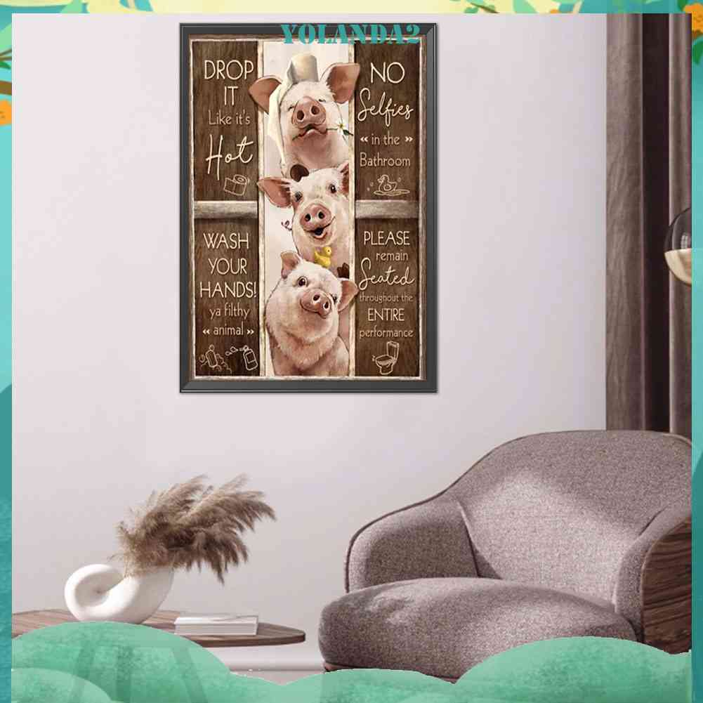 Tranh Đính Đá Kim Cương Toàn Bộ 5D DIY Hình Ba Chú Heo