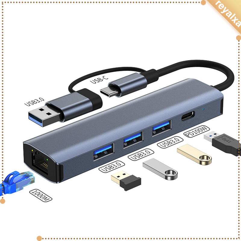 Bộ Chuyển Đổi USB 3.0 Type C Sang Ethernet 3 Cổng USB 3.0 Bằng Hợp Kim Nhôm Chuyên Dụng Cho Máy Tính Để Bàn