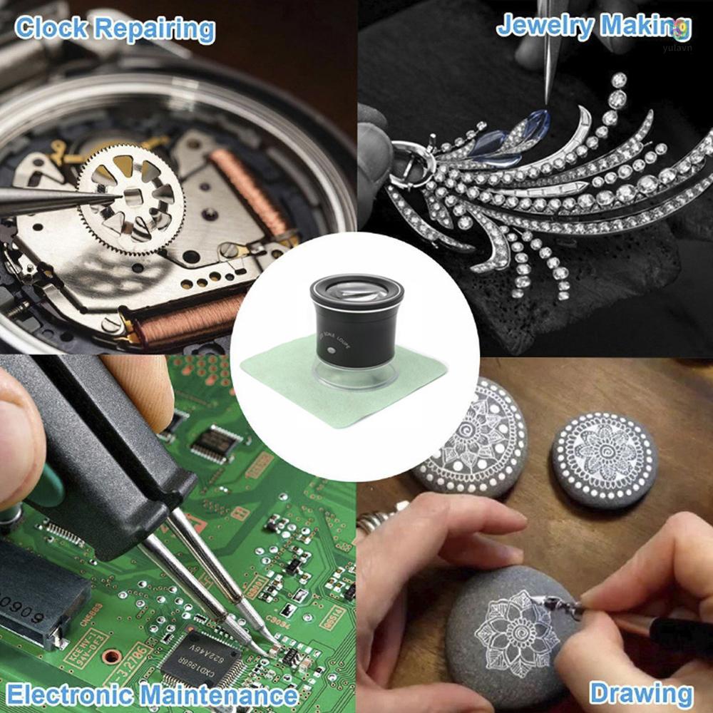 Kính Lúp Phóng Đại 30X Có Đèn LED Với 6 Trắng 3 Tia UV Có Thể Sạc Lại Dùng Để Đo Trang Sức