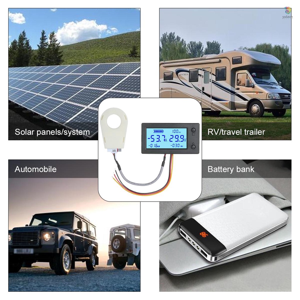 Đồng Hồ Đo Dung Lượng Pin Kỹ Thuật Số DC 5V ~ 90V Màn Hình LCD Cảm Biến 5 Trong 1