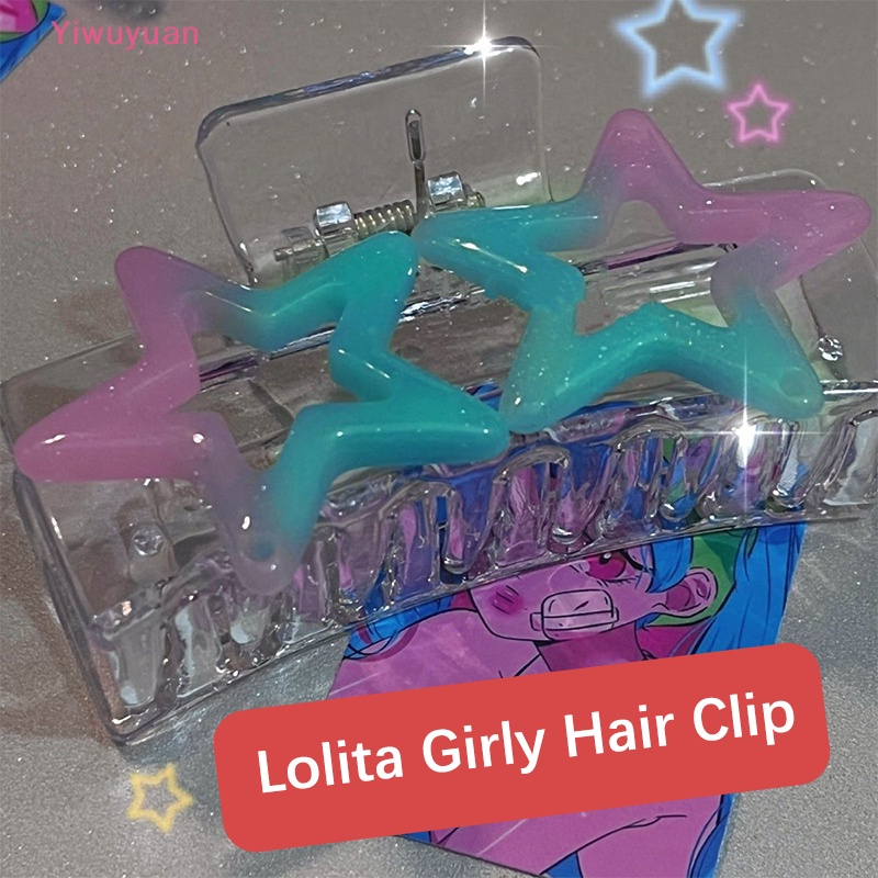Kẹp Tóc Hình Ngôi Sao Năm Cánh Nhiều Màu Sắc Dễ Thương Phong Cách Lolita Yiwuyuan > Y2k