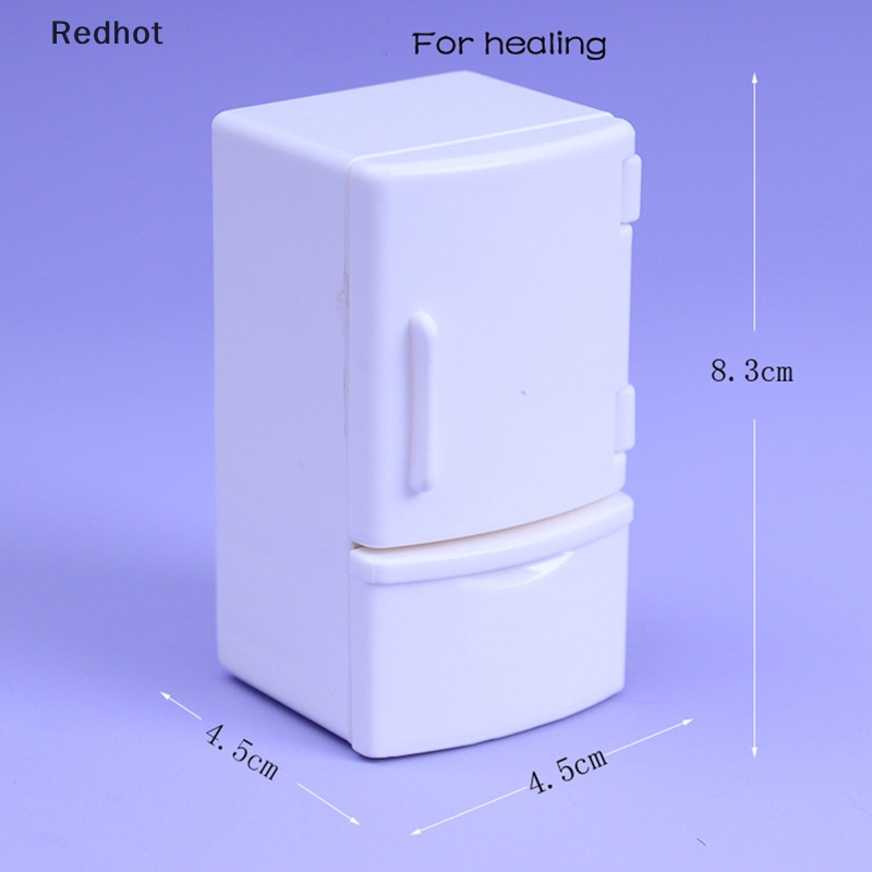 &lt; Redhot &gt; Tủ Lạnh Đồ Chơi Màu Trắng Cho Nhà Búp Bê