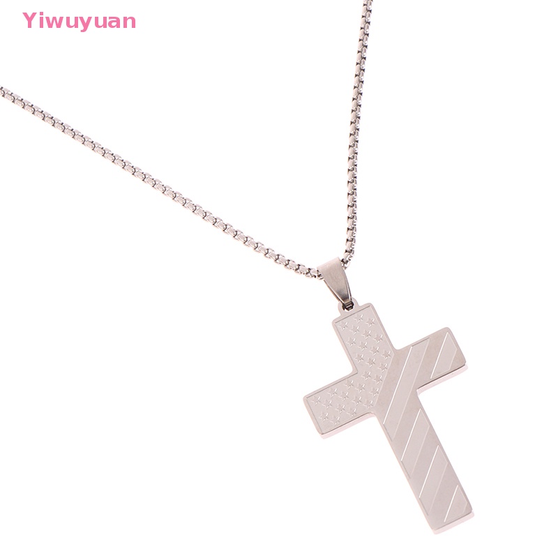 < Yiwuyuan > Vòng cổ Tưởng Niệm Thánh Giá Bằng Thép Không Gỉ Bóng Mới