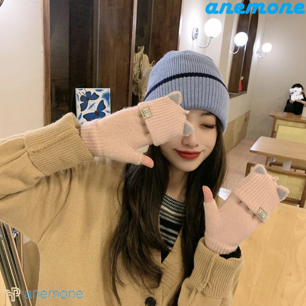 Găng Tay Hở Ngón Màu Trơn Thoáng Khí Dễ Thương Dành Cho Nữ