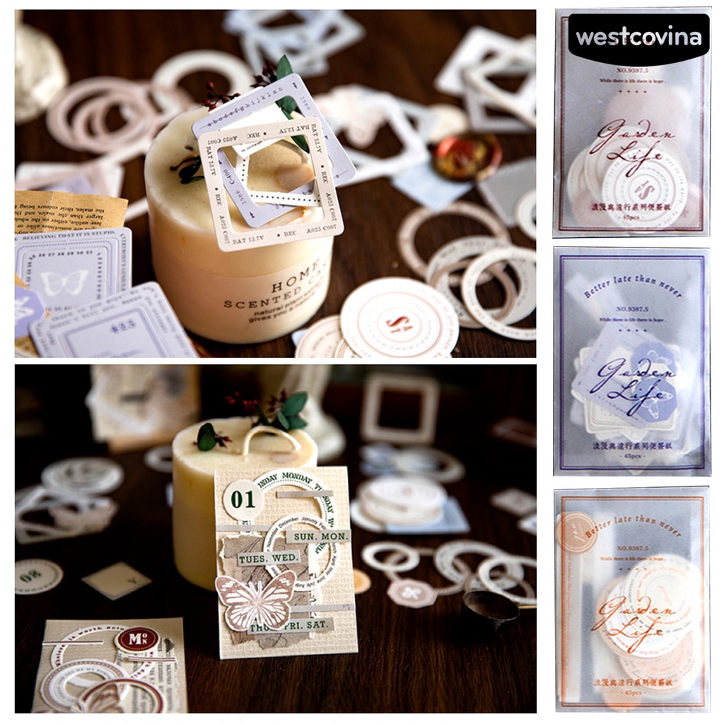 [COD]♪Set 45 Miếng Dán Khung Ảnh Tự Dính Họa Tiết Retro